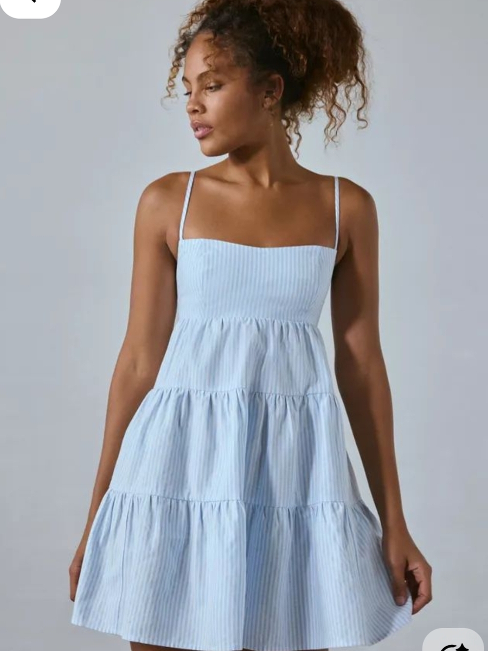 Kimchi Blue Light Blue Striped Tiered Mini Dress